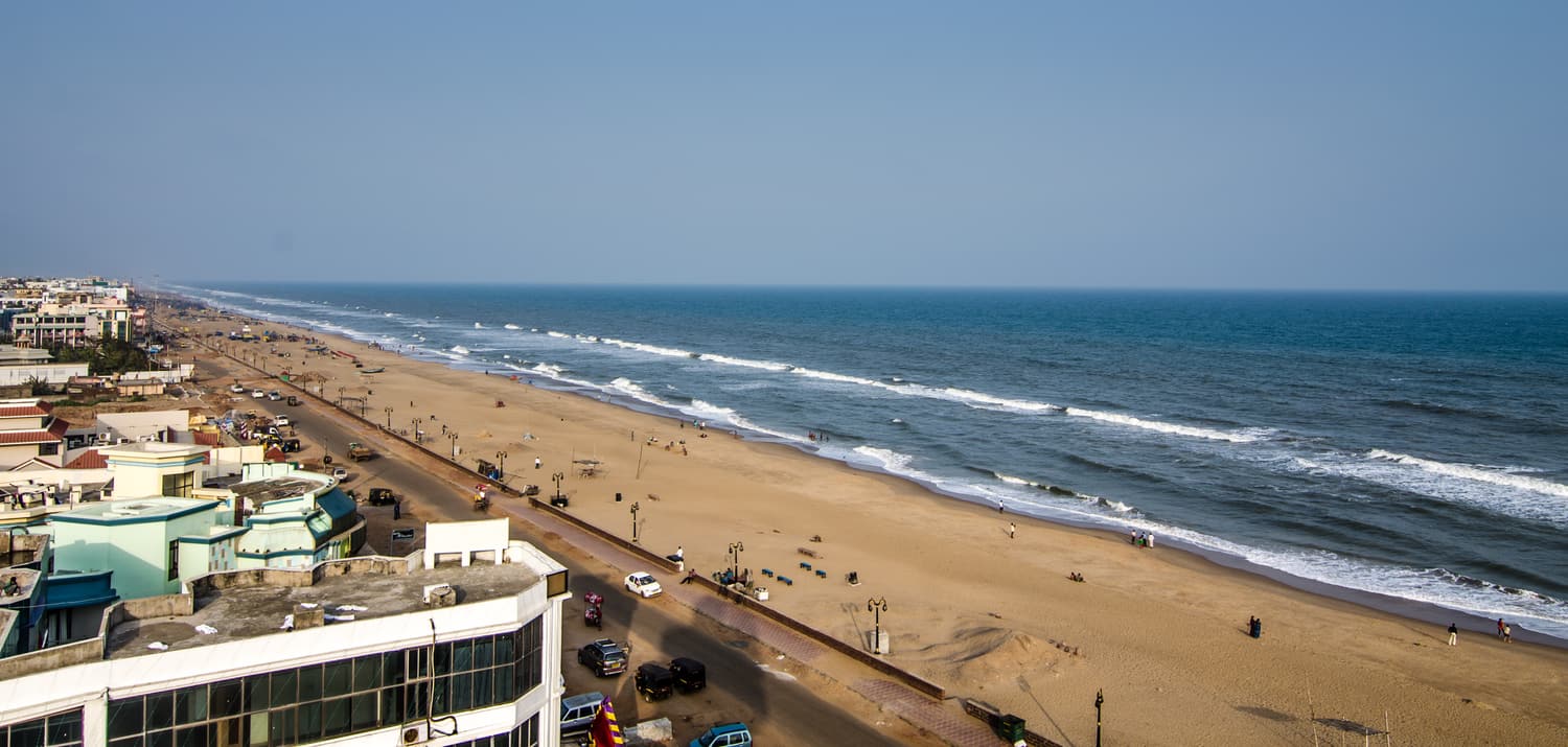 Puri’s long beach and seafront seen from the lighthouse